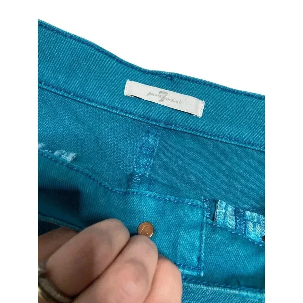 NWT 7 For All Mankind Teal Denim Cur Off Shorts-sz 26